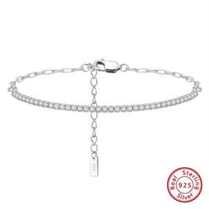 Elegant S925 sterling silver bracelet with 4A zircon stones and lobster clasp