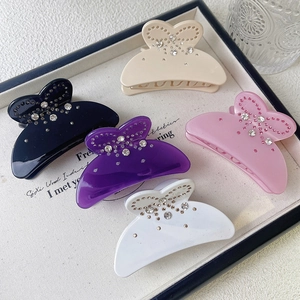 Bow Hair Claw Clip Acetate Sparkling Rhinestone Butterfly Shark Clip Elegant Ponytail Holder For Women