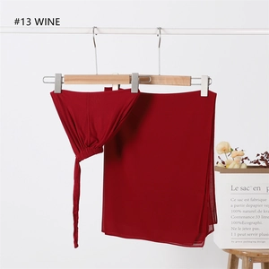 Close-up of wine red modal inner cap and matching chiffon hijab set, color #13 wine