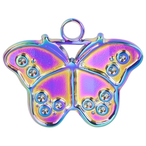Minimalist rainbow butterfly stainless steel necklace with sparkling crystal butterfly pendant