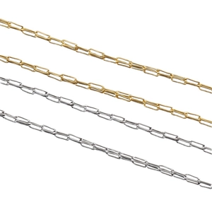 Polished gold and silver stainless steel paperclip link chains for DIY jewelry making
