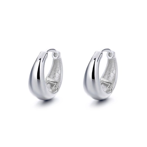 Orecchini a cerchio a goccia in argento sterling 925 con finitura metallica lucida