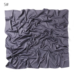 Solid color matte imitation silk satin square scarf, large breathable soft hair wrap.