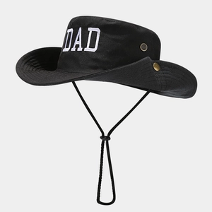Chapeau de soleil extérieur noir avec broderie DAD et jugulaire réglable