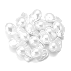 Macro detail of irregular baroque style white ABS pearl beads for DIY jewelry making