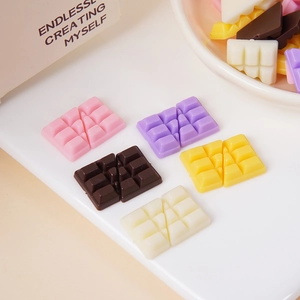 Mini resin chocolate charms in five assorted colors for DIY craft and phone case decor