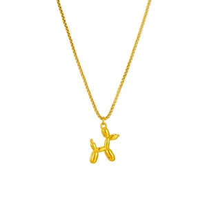 Collana minimalista con ciondolo a forma di cane palloncino dorato in acciaio inox