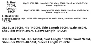 Detailed size chart for the V-neck short sleeve maternity dress from S to XXL