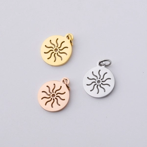 Round Hollow Sun Pendant Stainless Steel Mirror Polished DIY Jewelry Making Accessory