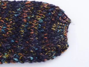 Macro shot of colorful mixed-yarn texture with soft mohair long-pile fiber detail