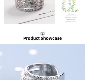 Macro shot of multi-layer crisscross ring with micro-pave white cubic zirconia stones