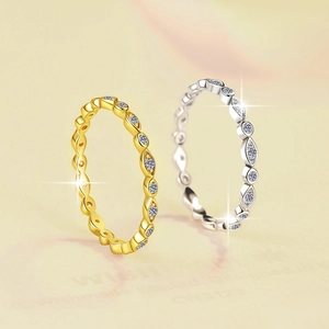 Marquise Round Moissanite Ring 925 Sterling Silver Eternity Band Minimalist Fashion Jewelry For Women Commuter Style