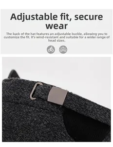 Detail of vintage bronze adjustable buckle on grey tweed winter cap for men