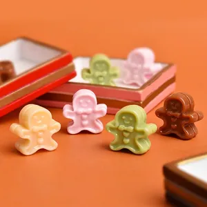 Gingerbread Man Miniature Resin Charms For Christmas DIY Craft Phone Case Decor Dollhouse Miniature Food Play Accessories