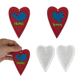 Heart Shaped Bird Silicone Mold Embossed Home Spring Letters For DIY Resin Casting Plaster Ornament Cake Decorating
