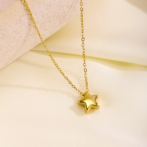 Minimalist Tiny Star Pendant Necklace Gold Plated Stainless Steel Clavicle Chain For Women Retro Elegant Jewelry