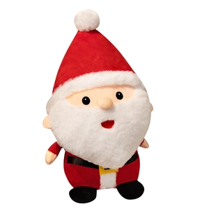 Adorable plush Santa Claus toy in a classic red suit and hat for Christmas decoration