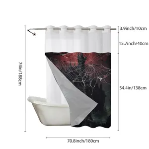 Waterproof double-layer shower curtain with gothic castle design and 180x188cm size chart