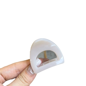 Minimalist beige-grey semi-circular triangular cat ear hair claw clip for high ponytail