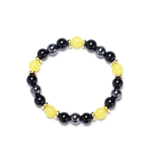 Bracelet extensible en jaspe zèbre rose et lapis-lazuli avec perles d'espacement dorées