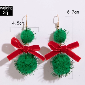 Detailed view of Christmas bow earrings with size 6.7cm and weight 3g specifications