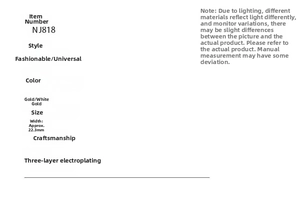 Specifications of NJ818 minimalist irregular textured ring featuring a 22.3mm wide band