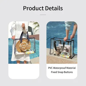 Transparent waterproof PVC beach bag with handles and Wind Blows river flows print