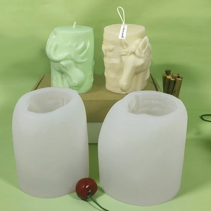 DIY silicone mold set for creating 3D animal relief cylinder scented candles and soap