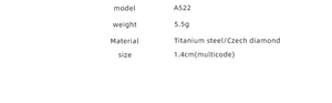 Detailed specifications for titanium steel ring A522 with Czech diamonds and 5.5g weight