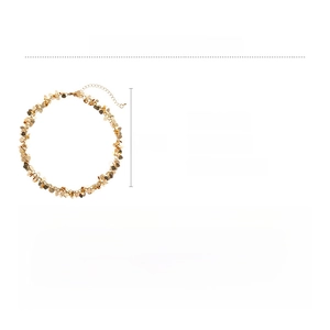 Detail of gold sequin choker with lobster clasp and adjustable iron link chain