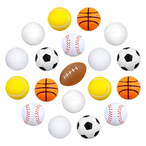 Set of 16 mini foam sports balls including football, basketball, baseball, and tennis