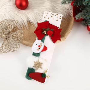 Christmas hair clips set including Santa, red bow, and snowflake for holiday decoration