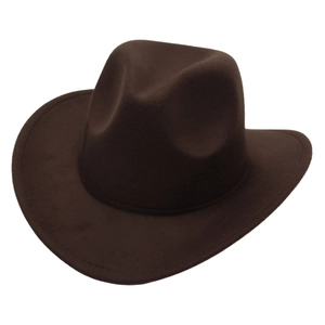 Classic dark brown children's felt cowboy hat with curved brim and indented crown