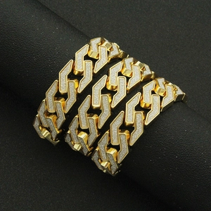 Hip Hop Cuban Link Necklace Bracelet Frosted Glitter Zinc Alloy Cool Street Biker Jewelry For Men