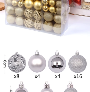 Detailed view of 6cm Christmas ornaments with matte gold and glitter hollow textures