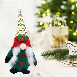 Classic Nordic Christmas gnome plush doll with red pointy hat and white beard decoration