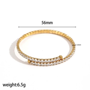 18k gold plated stainless steel tennis bracelet with sparkling zircon stones on white background