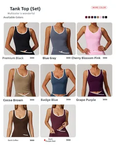 Detailed grid of crisscross high-waist yoga sets in 8 vibrant contrast colors