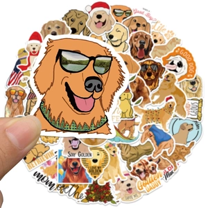 50 autocollants mignons Golden Retriever pour gourdes et valises avec diverses poses