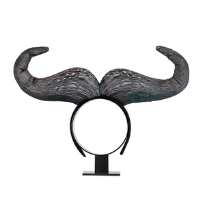 Foldable black demonic horns headband with textured finish for Halloween cosplay costume