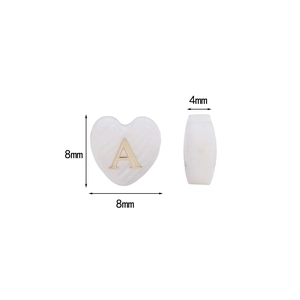 Natural Freshwater Shell Letter Beads Heart Shape Gold Initial Alphabet Horizontal Hole For DIY Jewelry Making Components
