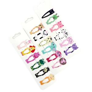 Set of 18 colorful cartoon animal hair clips for girls in various cute shapes and patterns