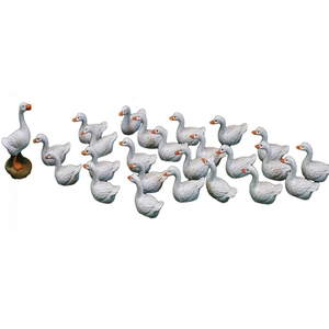 Miniature white resin duck figurines with orange beaks for moss landscape and succulent garden