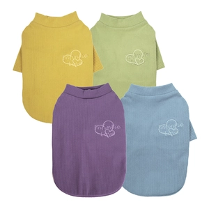 Colorful ribbed knit dog vest set with Infinite Love embroidery for small pets