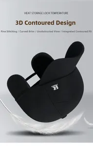 Detail of winter baseball cap with thermal ear protection and 3D precision stitching