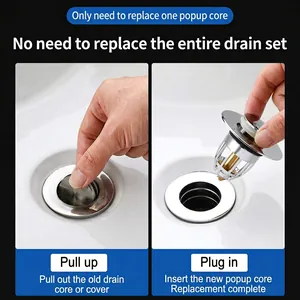 Universal pop-up drain filter for sink basins with easy push-button installation process