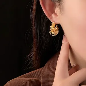 Twisted C Shaped Earrings Hollow Geometric Copper With 925 Sterling Silver Earring Post Real Gold Plated Minimalist Modern