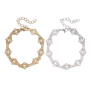 Vintage hollow heart chain bracelets in gold and silver finish with adjustable clasps