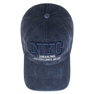 Vintage washed navy blue cotton baseball cap with NYC Urban 1986 embroidery details