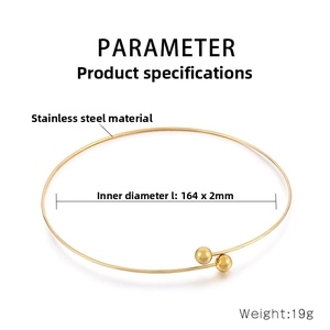 Technical drawing of golden stainless steel collar necklace with dimensions and weight info